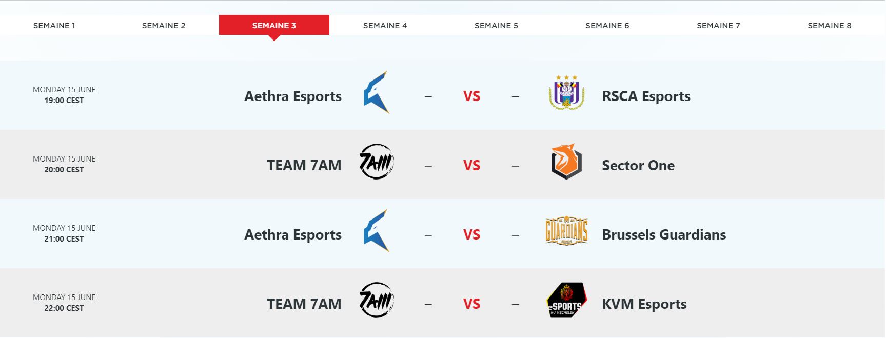 Schedule Day 3 Belgian League League of Legends LoL